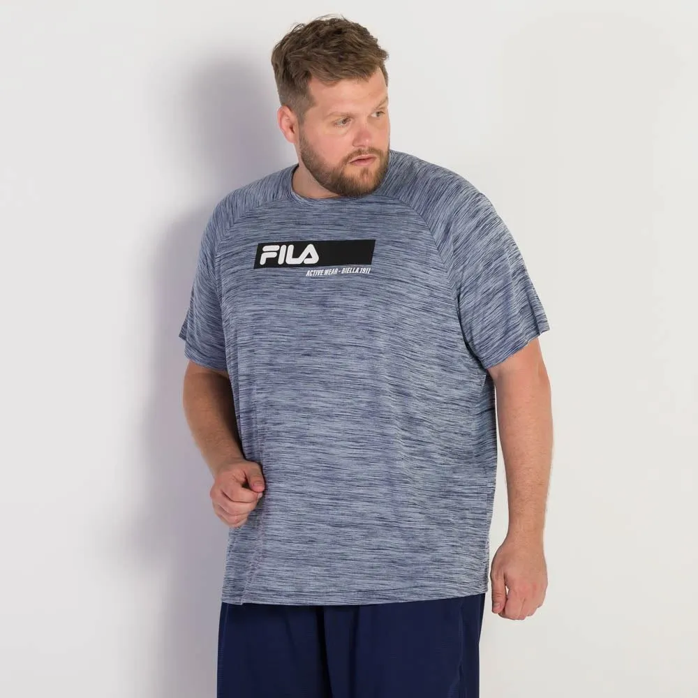Camiseta Plus Size Masculina Sport Fila Azul Mescla
