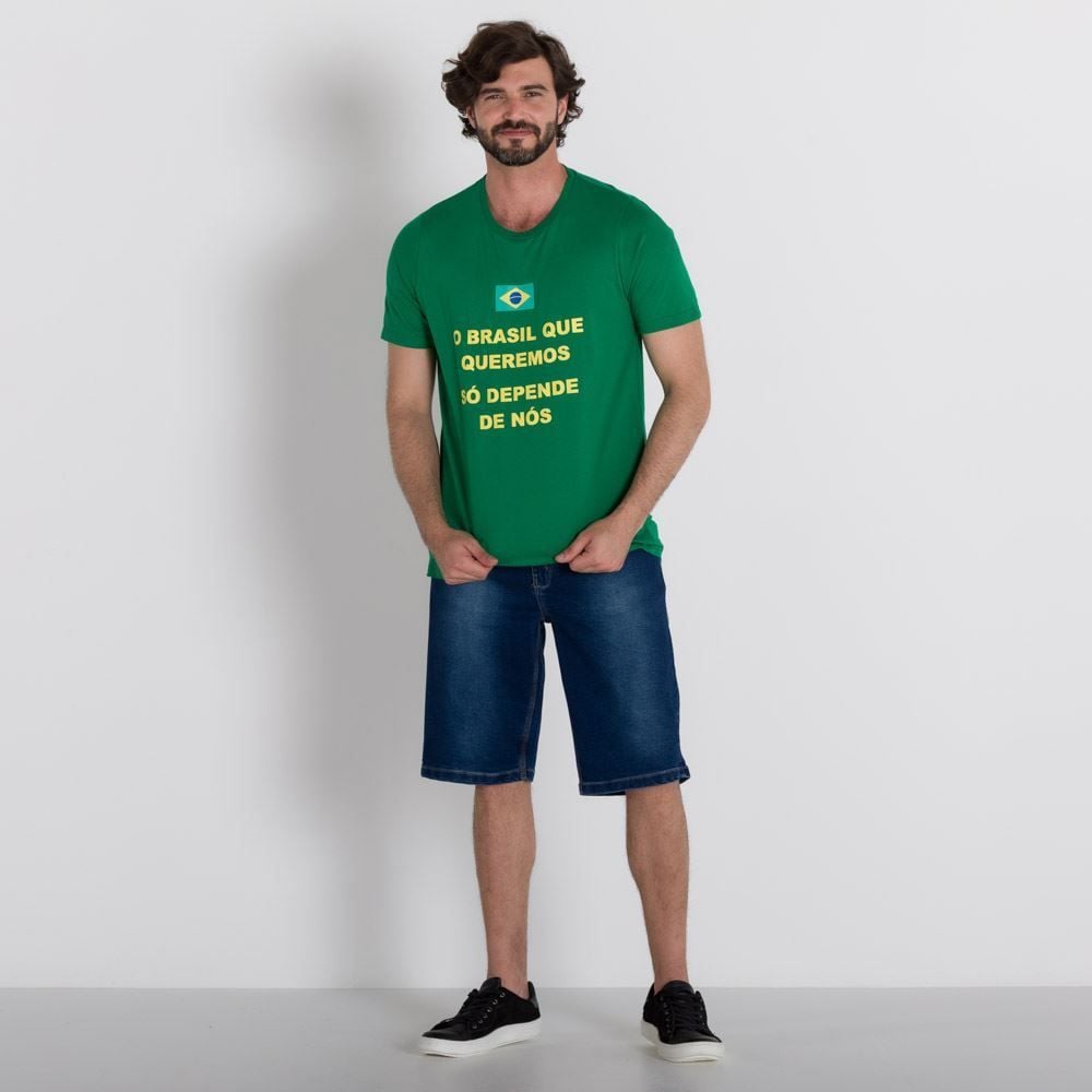 Camiseta Unissex O Brasil que Queremos Marc Alain Verde Menor preço em Camiseta Unissex O Brasil que Queremos Marc Alain Verde