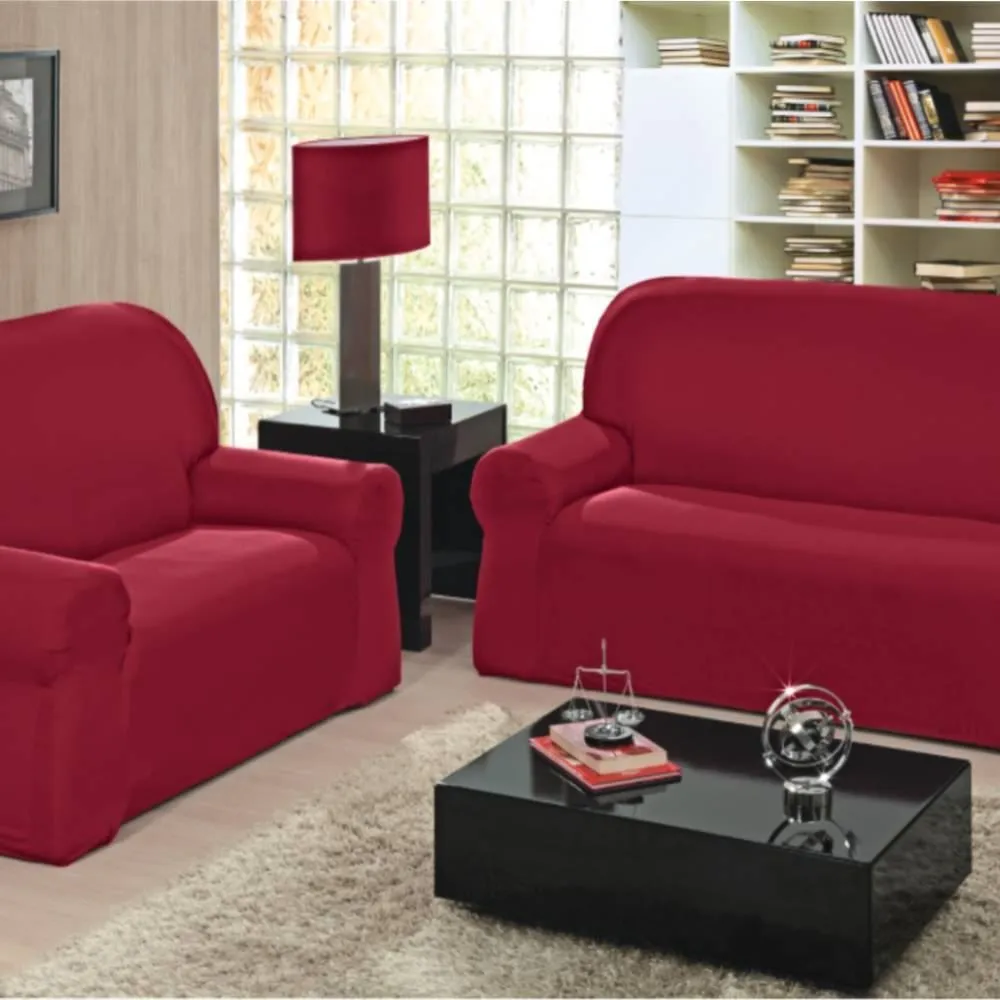 Capa Sofá De E Lugares Veneza Havan Casa Bordô