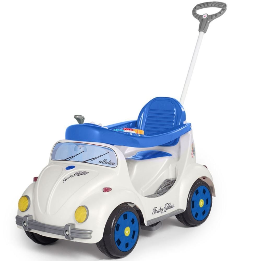 Motoca Infantil C/ Som Haste Passeio Pedal Fusca Fouks Azul