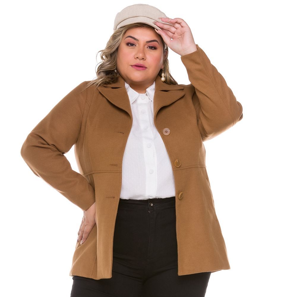 Casaco Plus Size Tradicional L Batida Patr cia Foster Mais Caramelo