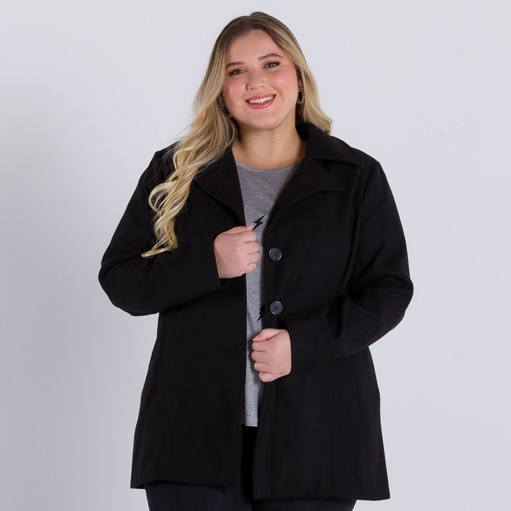 Casaco preto 2025 plus size