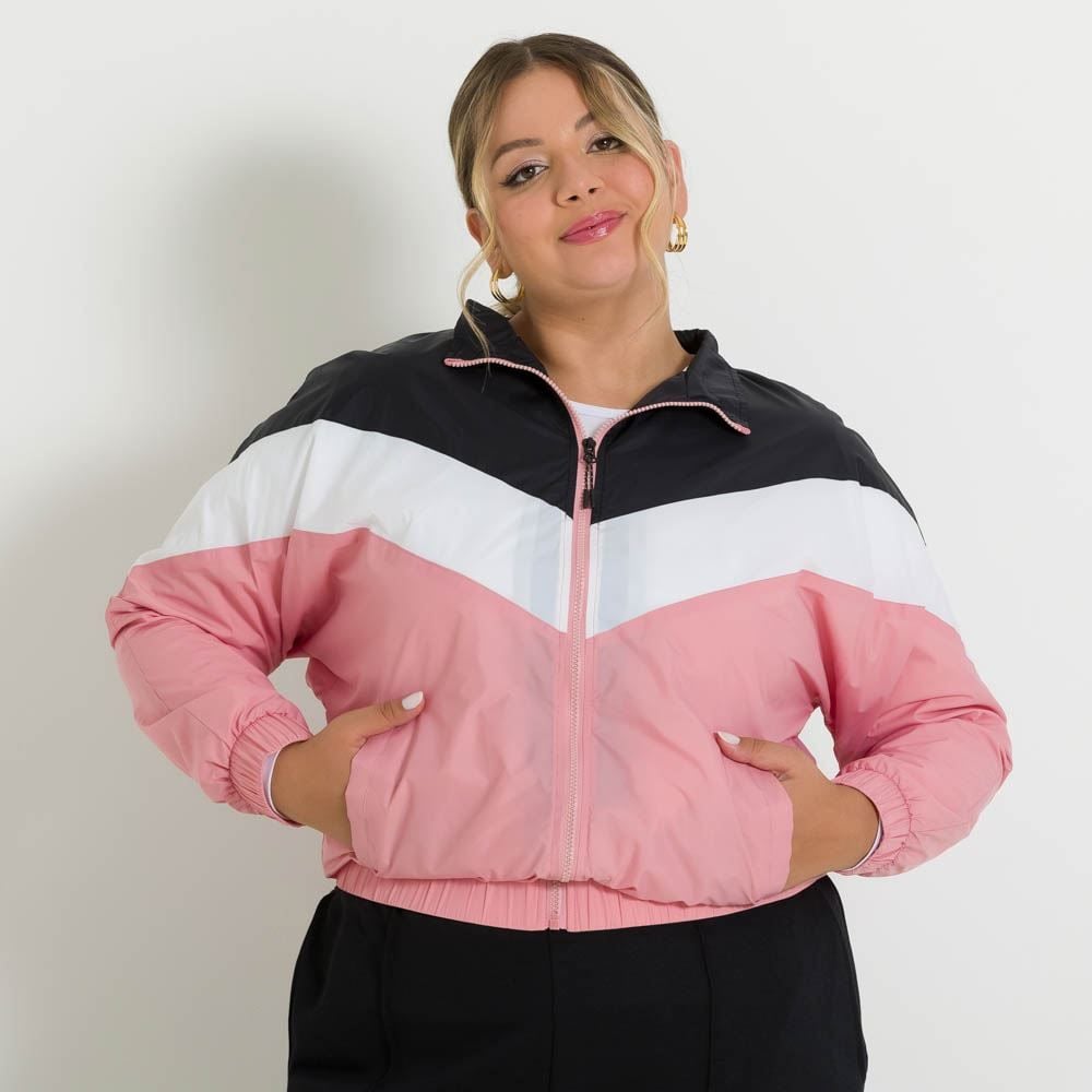 Corta vento sales rosa e branco