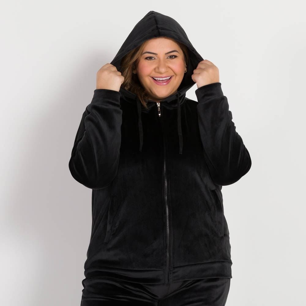 Jaqueta Plush Plus Size B sica Scream Preto