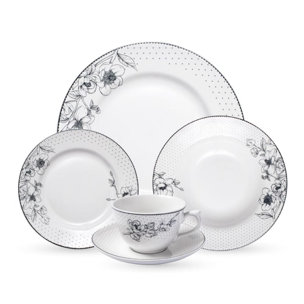 Aparelho De Jantar Porcelana Jasmine Havan Casa 20 Pçs - Estampado