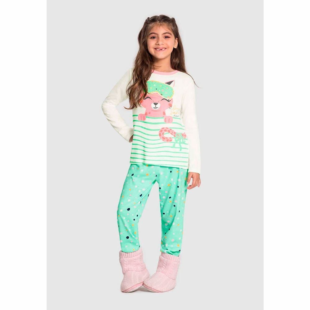 Pijama 12 a 16 Anos Brilha No Escuro Alakazoo Confete Verde