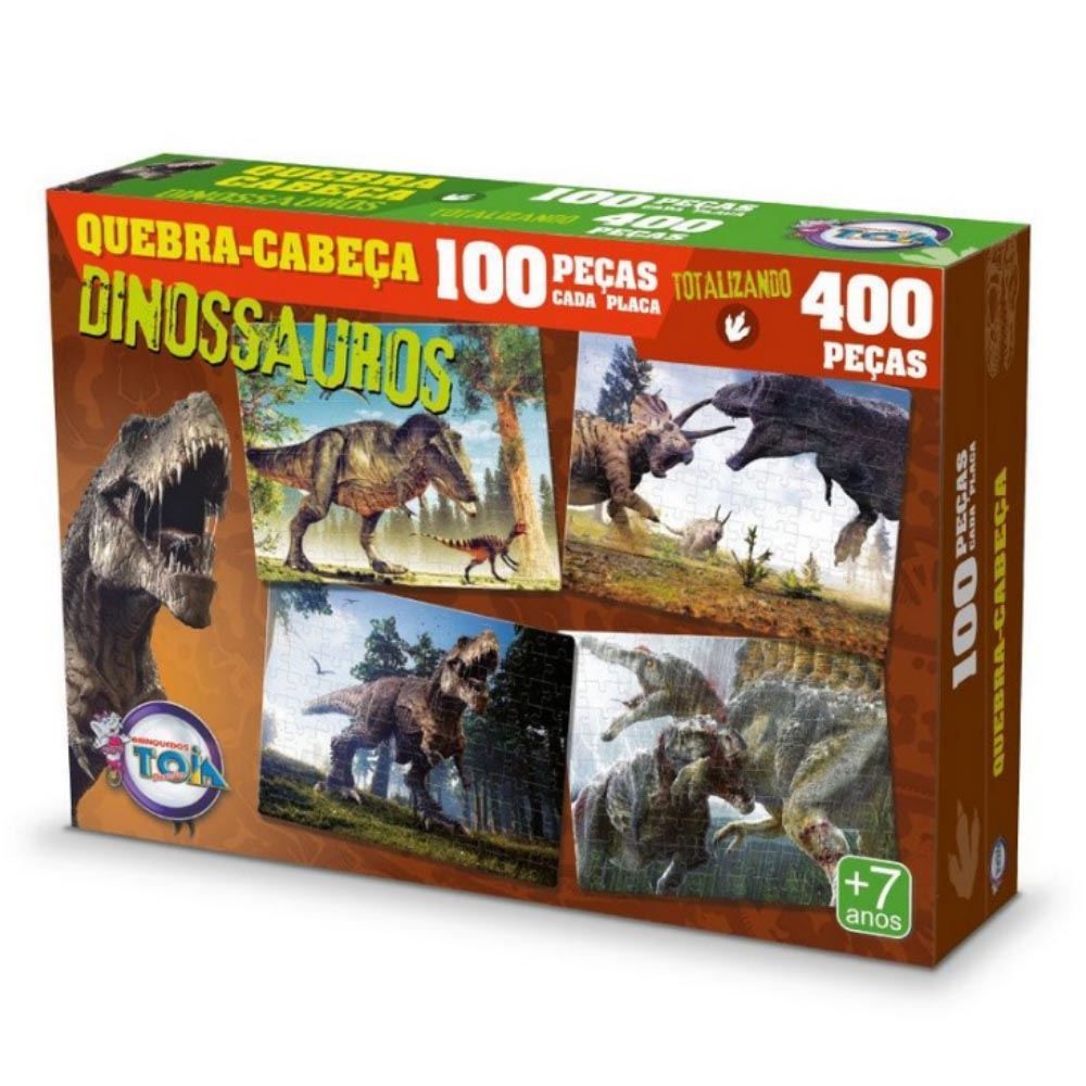 Jogo 4 Quebra Cabeça Dinossauros Infantil C/ 12 Peças