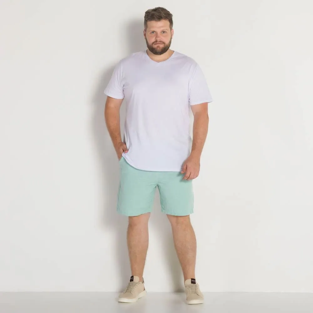 Shorts Plus Size Liso Marc Alain Verde 014 Shorts Plus Size Liso Marc Alain Verde 014