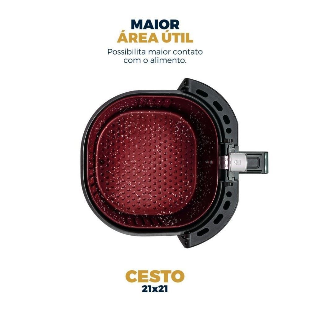 Fritadeira Air Fryer Britânia 5 Litros Cesto Quadrado Redstone 1500W BAF45B