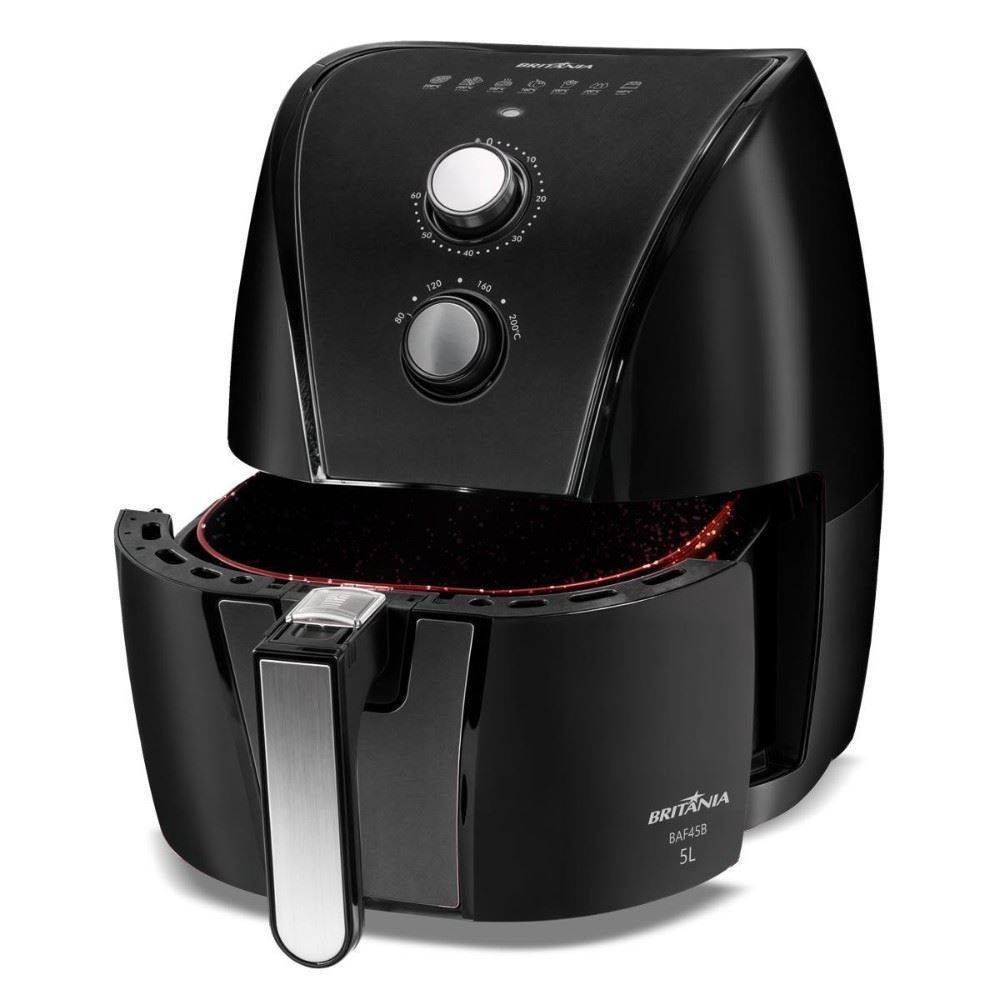 Fritadeira Air Fryer Britânia 5 Litros Cesto Quadrado Redstone 1500W BAF45B