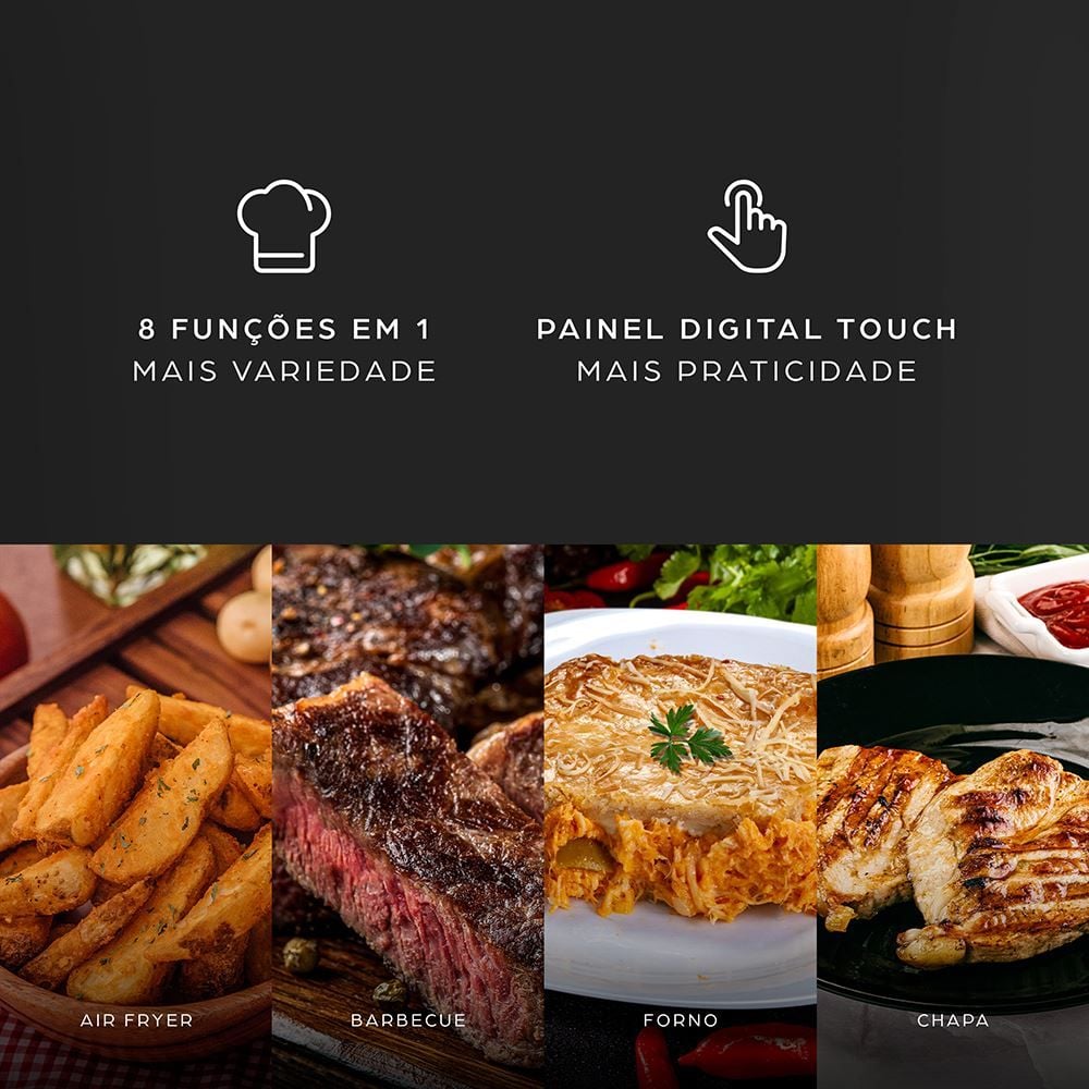 Fritadeira Air fryer Wap Barbecue Flame Digital Prosdócimo 10 Litros WC AB1050