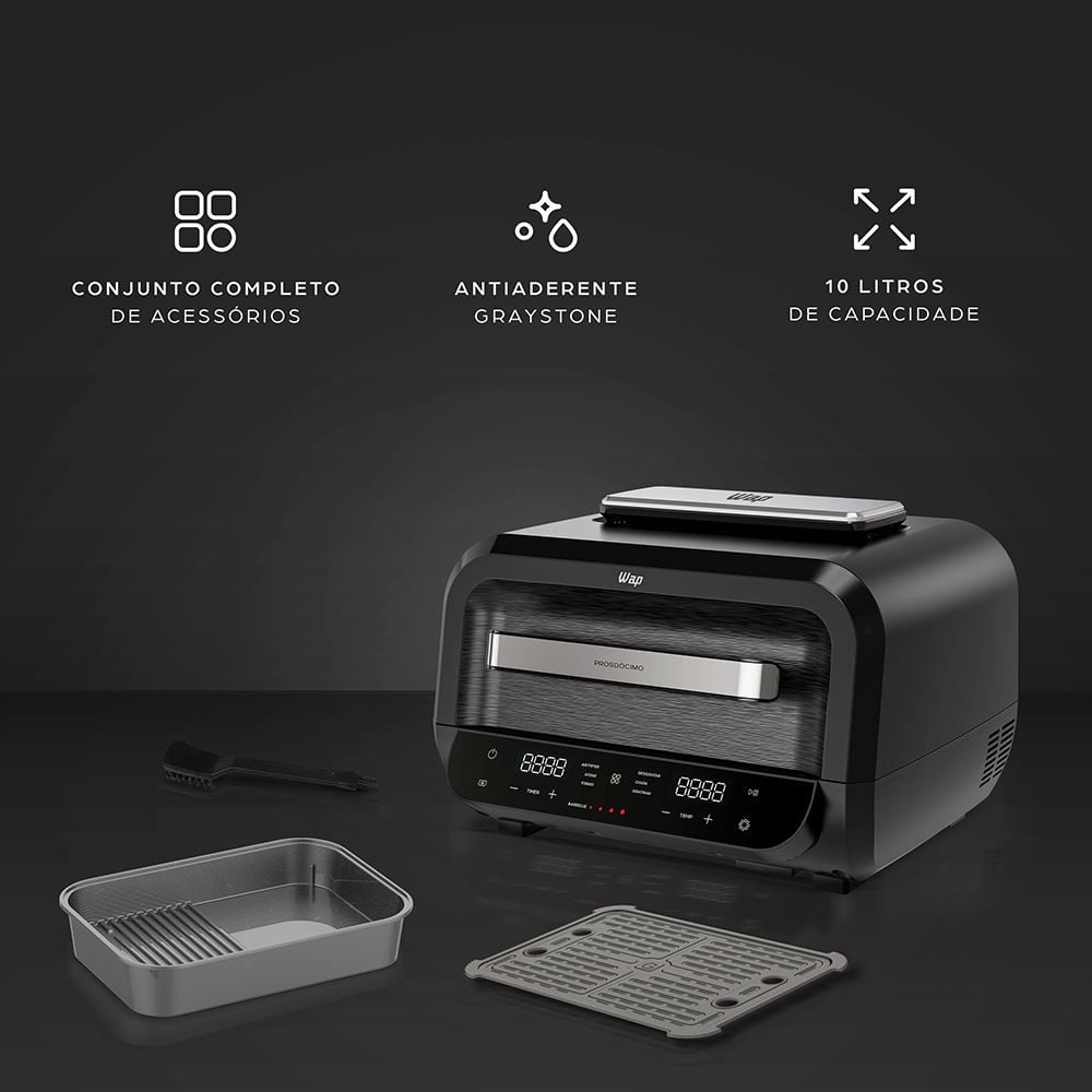 Fritadeira Air fryer Wap Barbecue Flame Digital Prosdócimo 10 Litros WC AB1050