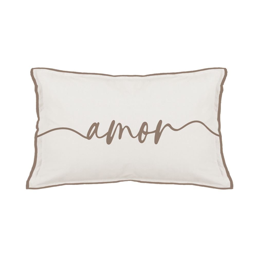 Almofada 30X48 cm Linho Estampada Havan Casa - AMOR TAUPE