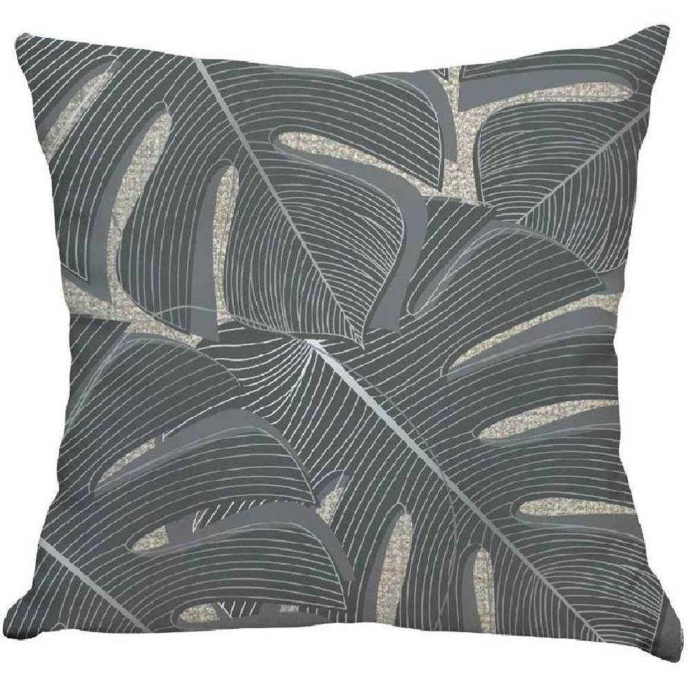 Almofada Decorativa Estampada 45X45cm Naturalle Havan Casa - Folhas Cinza