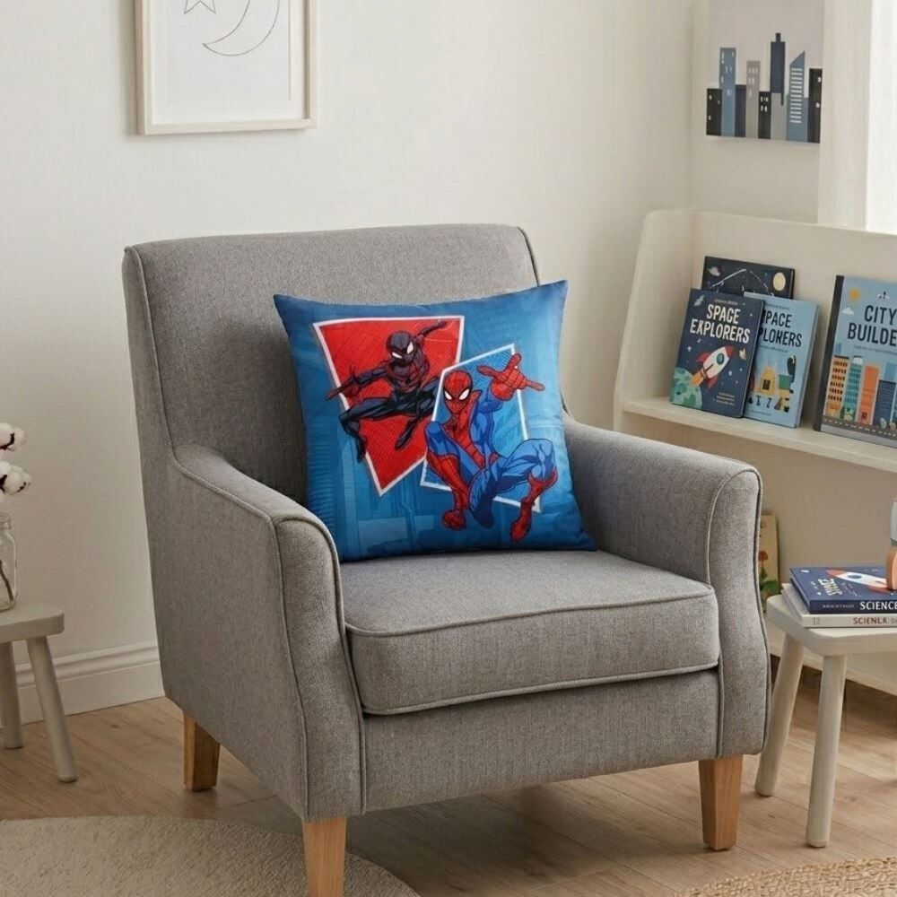 Almofada Decorativa Dupla Face 43X43 cm Disney Hedrons - Homem Aranha Azul