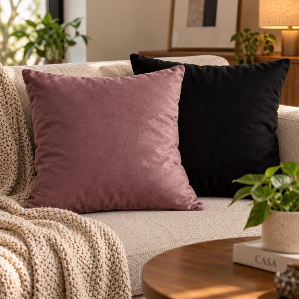 Almofada Decorativa 50X50cm Veludo Italiano Liso Havan Casa - Rose