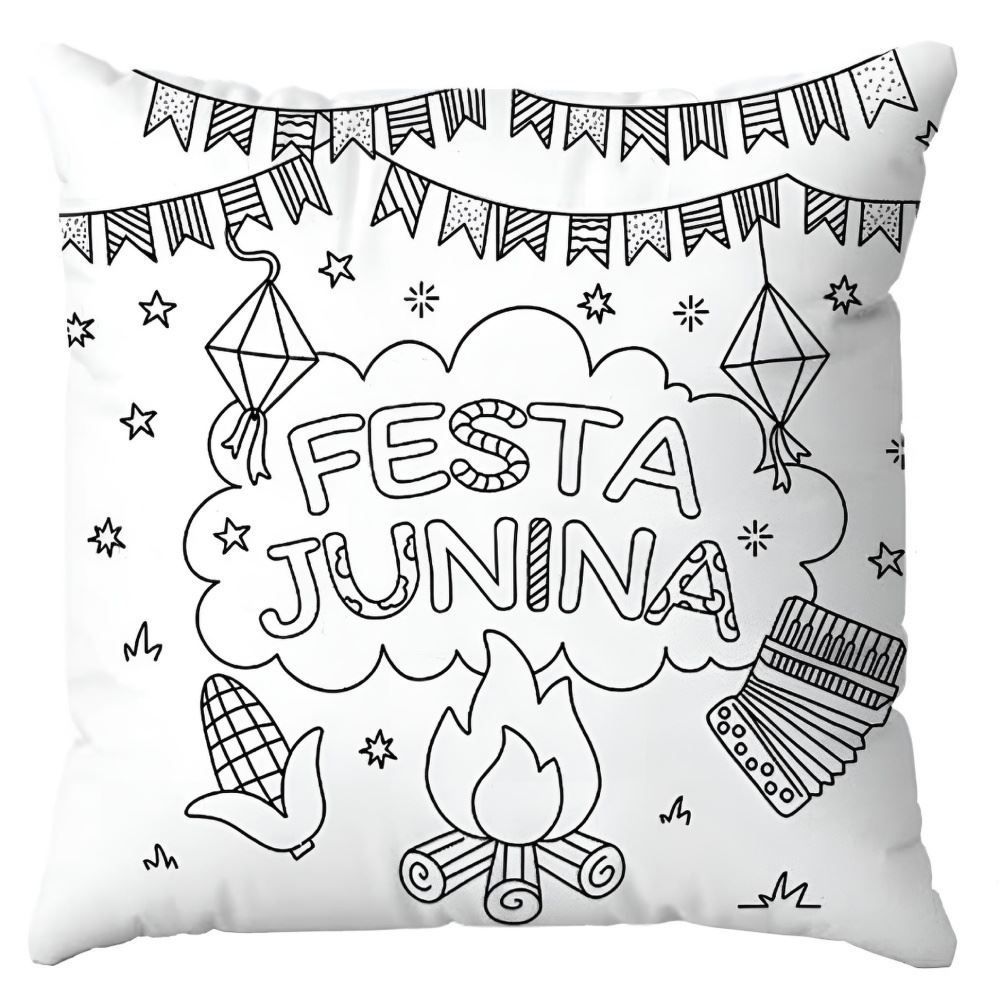 Almofada Decorativa Infantil para Colorir 38X38 cm Havan Casa - Festa Junina
