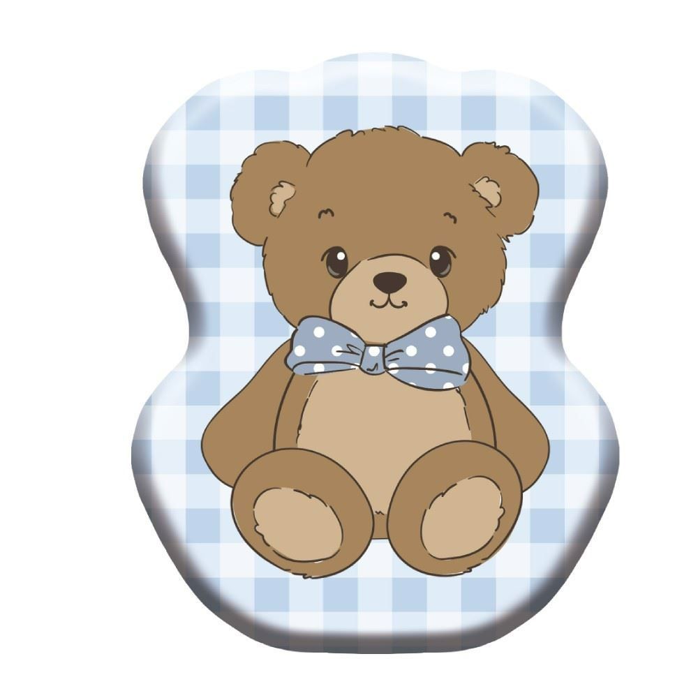 Almofada Formas Veludo Havan Baby - URSO AZUL XADREZ