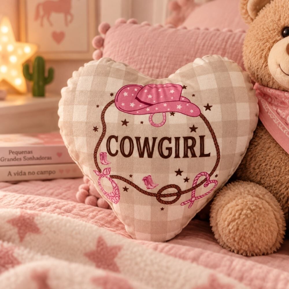 Almofada Infantil Divertida Cowgirl Havan Casa - Coração