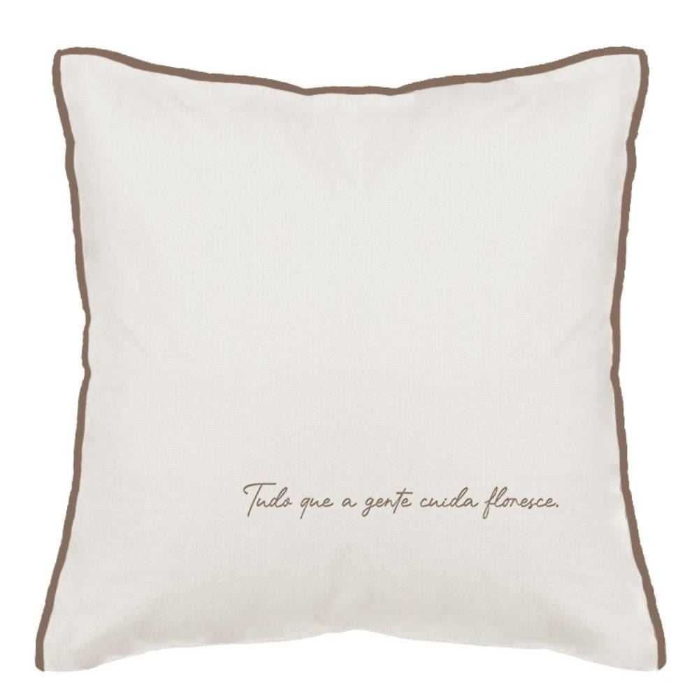 Almofada Linho Elegance Estampada 48X48cm Havan Casa - Floresce Taupe