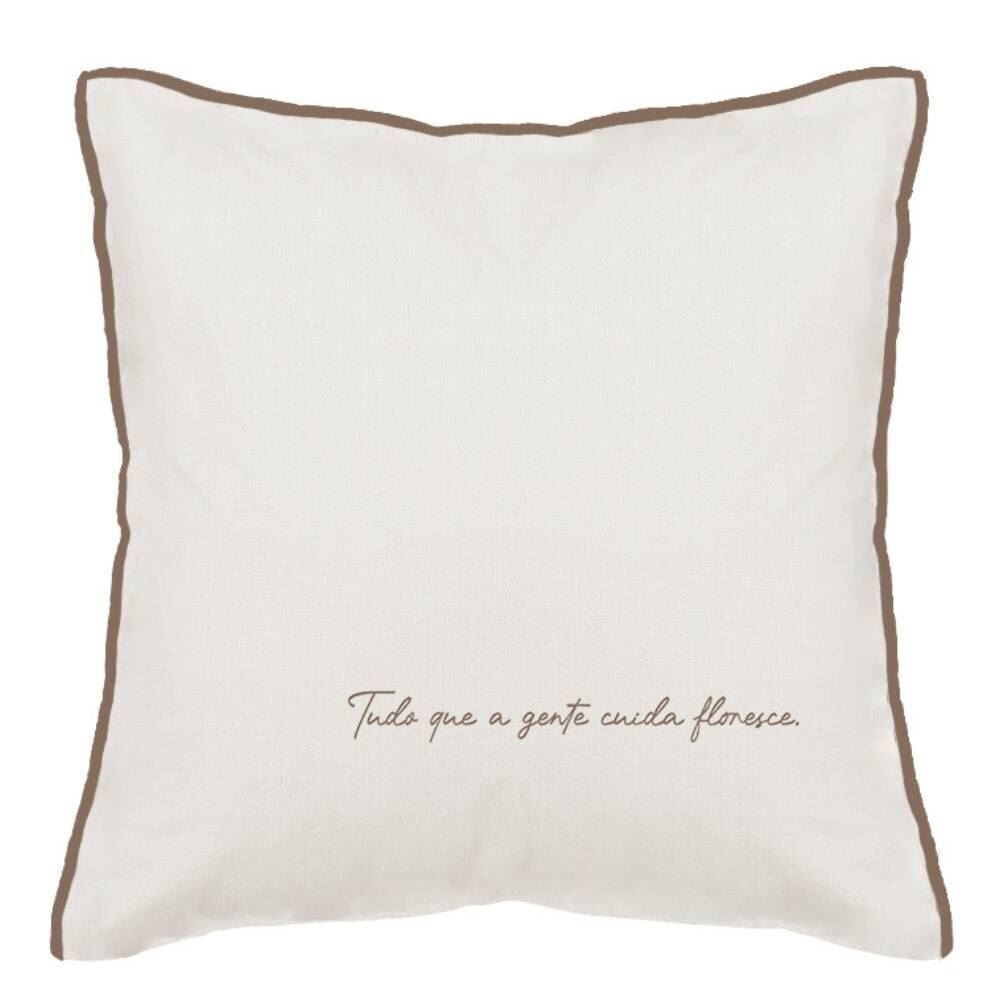 Almofada Linho Elegance Estampada 48X48cm Havan Casa - Floresce Taupe