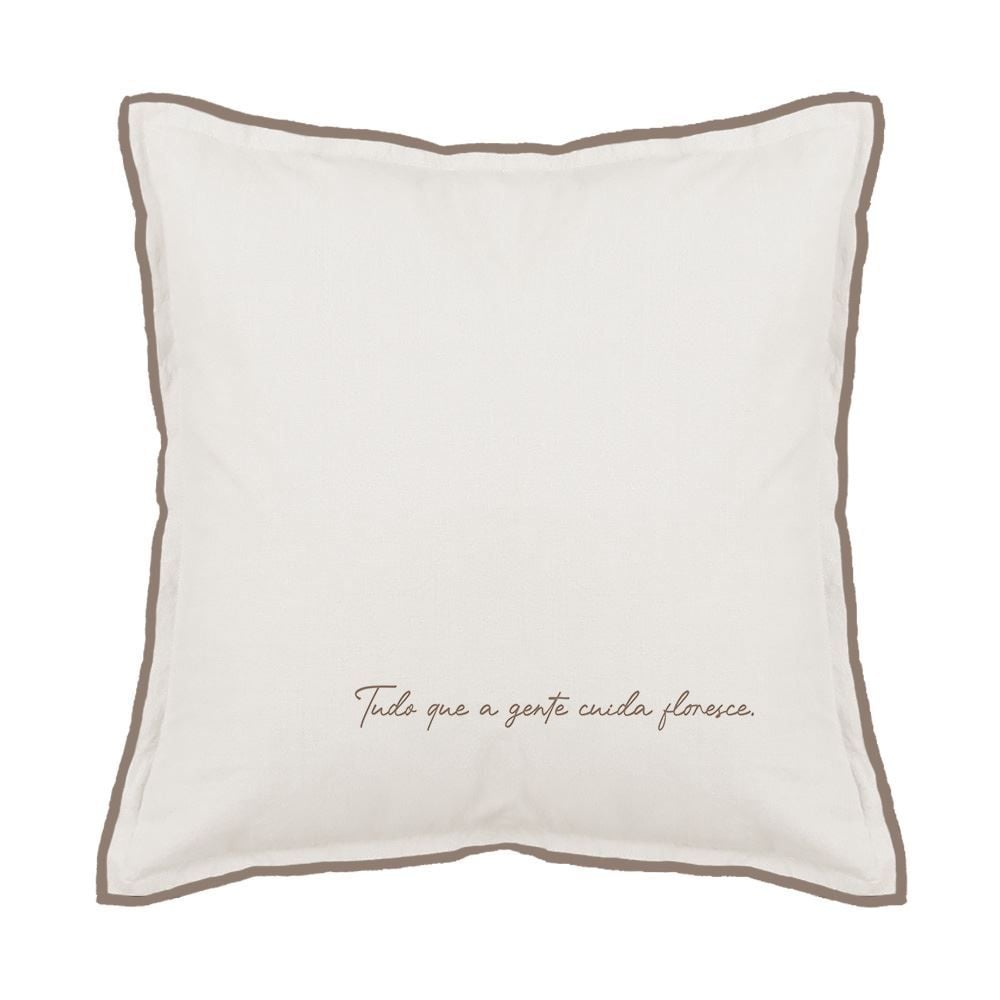 Almofada Linho Estampada 48X48cm Havan Casa - FLORESCE TAUPE