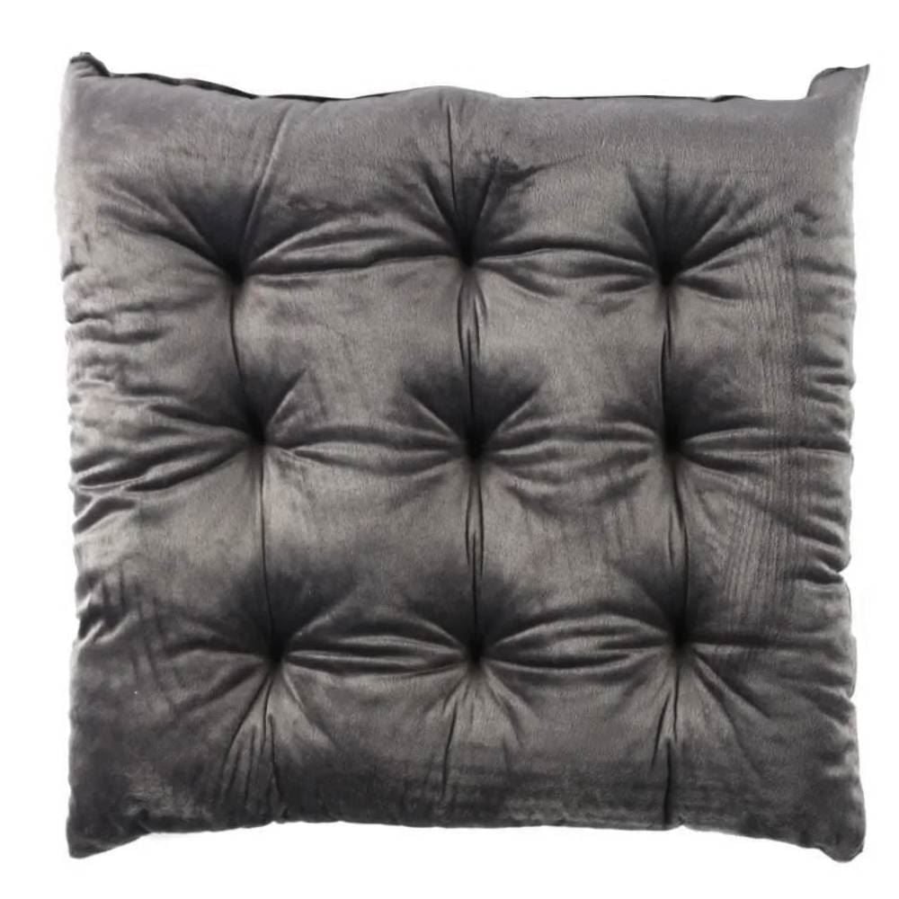 Assento Futton 42X42 cm Veludo Italiano Havan Casa - Ardósia Cinza