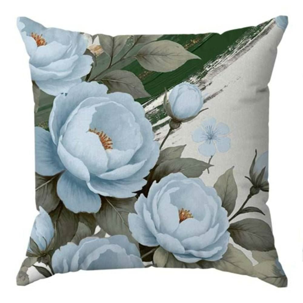 Almofada Veludo Estampado 48X48 Havan Casa - FLORAL AZUL/VERDE