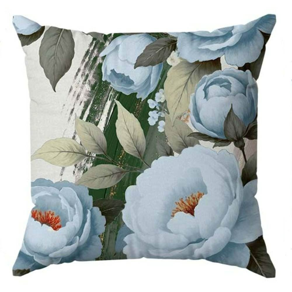 Almofada Veludo Estampado 48X48 Havan Casa - FLORAL AZUL/VERDE