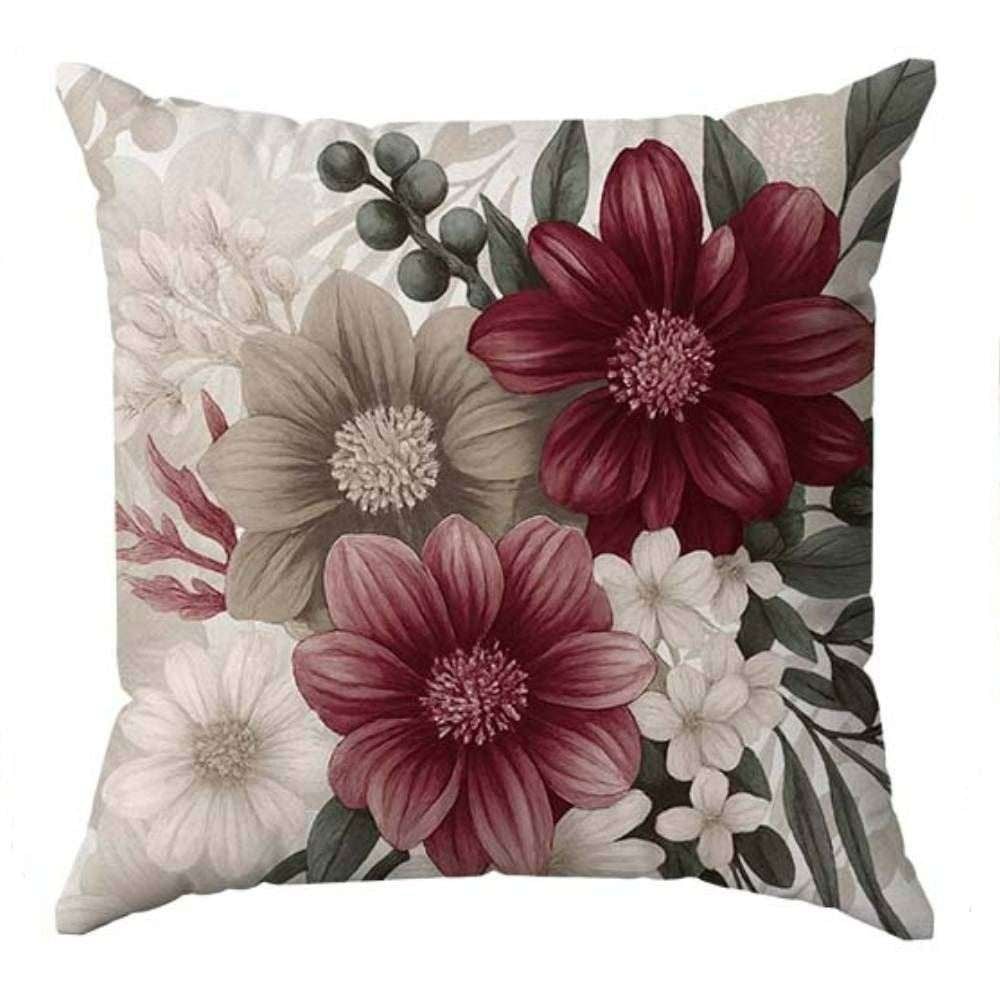 Almofada Veludo Estampado 48X48 Havan Casa - FLORES BORDO