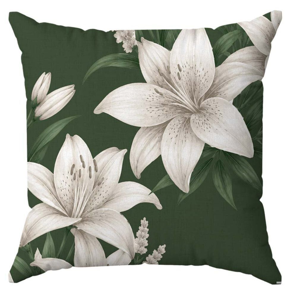 Almofada Veludo Estampado Verão 48X48cm Havan Casa - Lírio Verde
