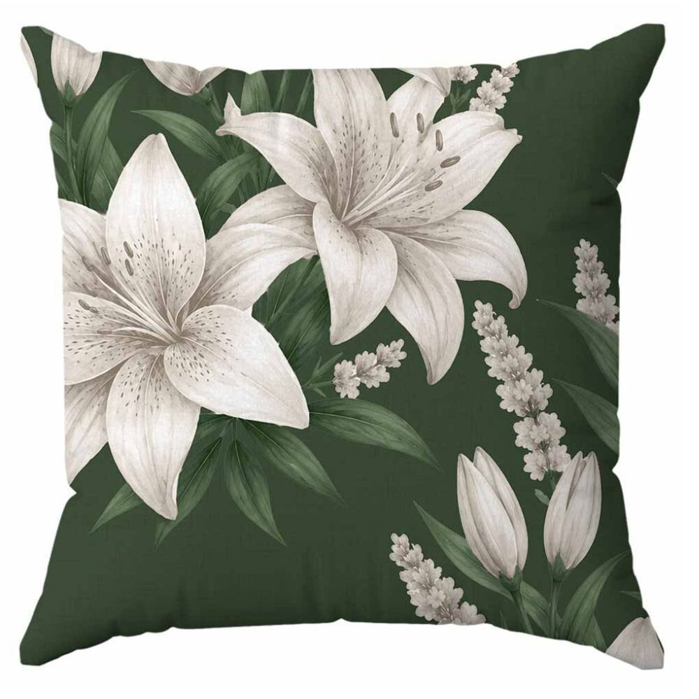 Almofada Veludo Estampado Verão 48X48cm Havan Casa - Lírio Verde