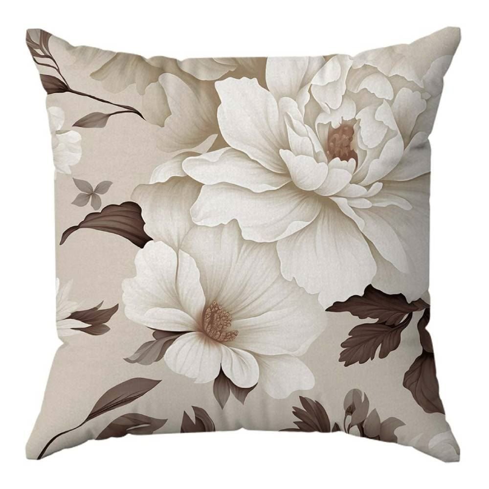 Almofada Veludo Estampado 48X48cm Havan Casa - Flores Off e Marrom
