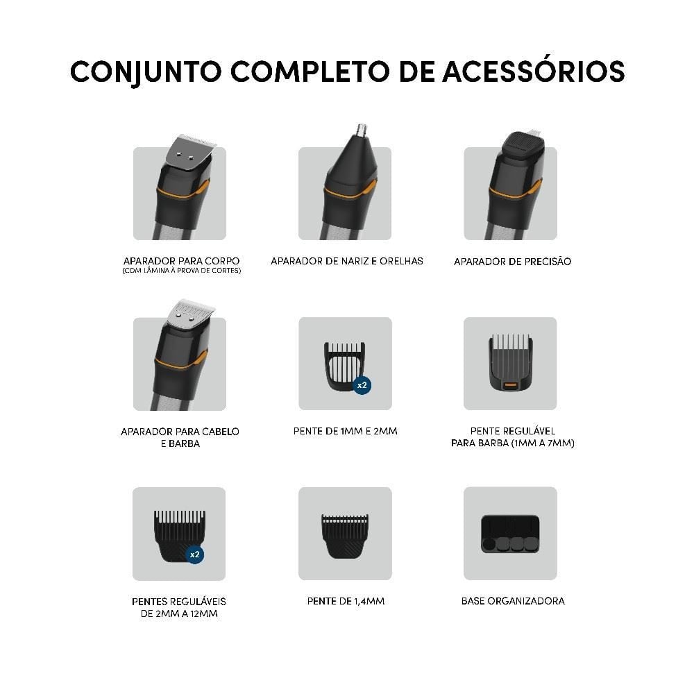 Aparador de Pelos Wap Multigroom Wmg011 À Prova D’Água Ipx7