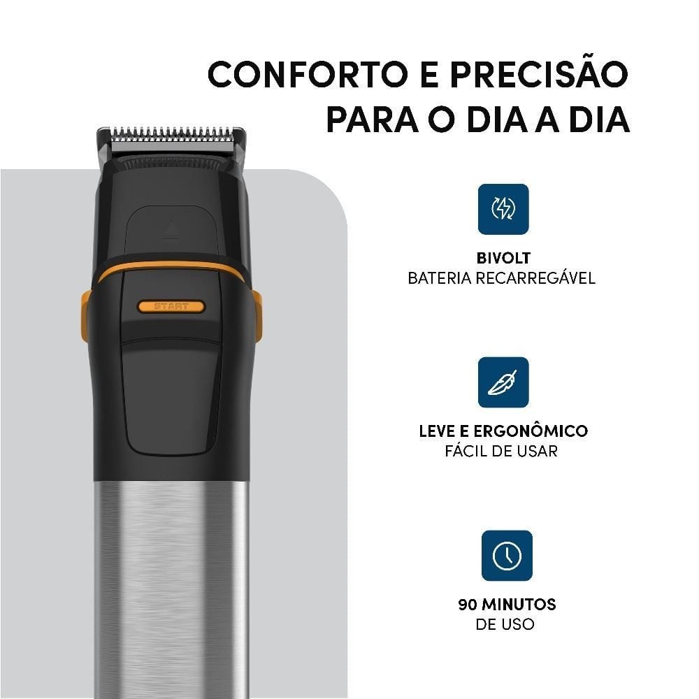 Aparador de Pelos Wap Multigroom Wmg011 À Prova D’Água Ipx7
