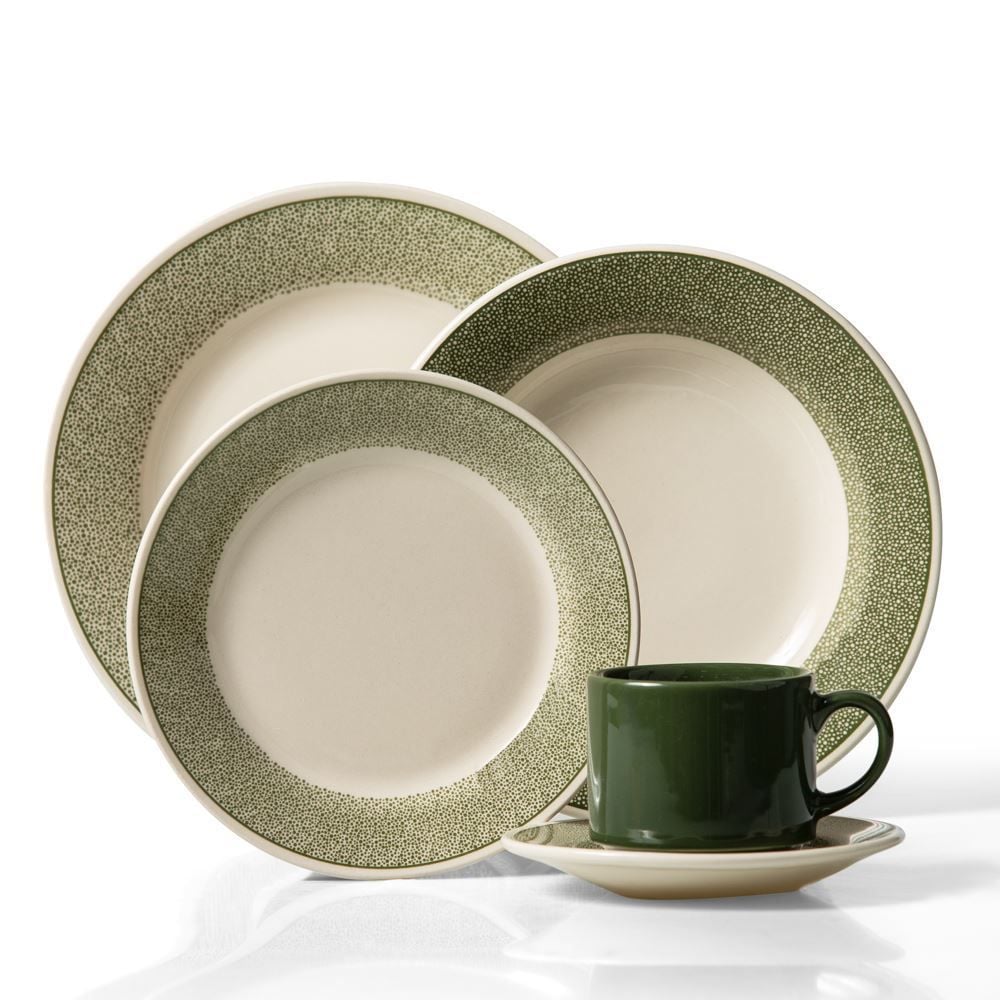 Aparelho De Jantar Biona Donna Poppis 20 Peças - Branco e Verde