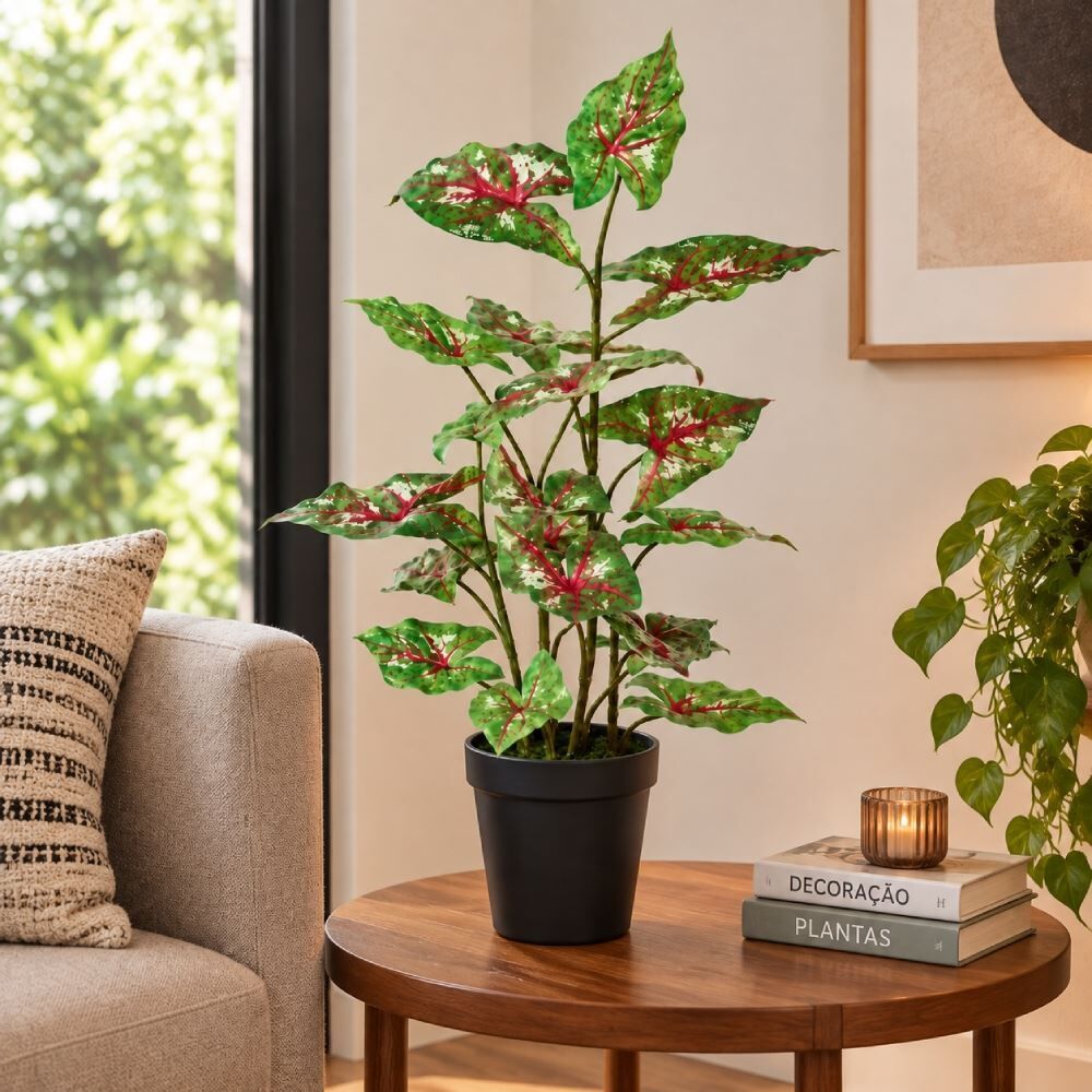Arranjo de Caladium com Pote Real Toque Florarte 53Cm - Sortido