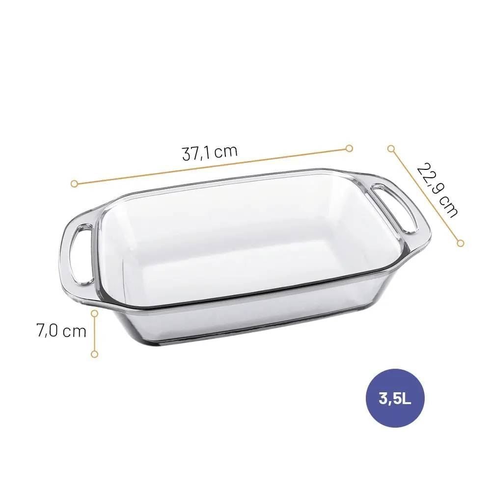 Assadeira Retangular Marinex Seletta 3,5 Litros - Vidro
