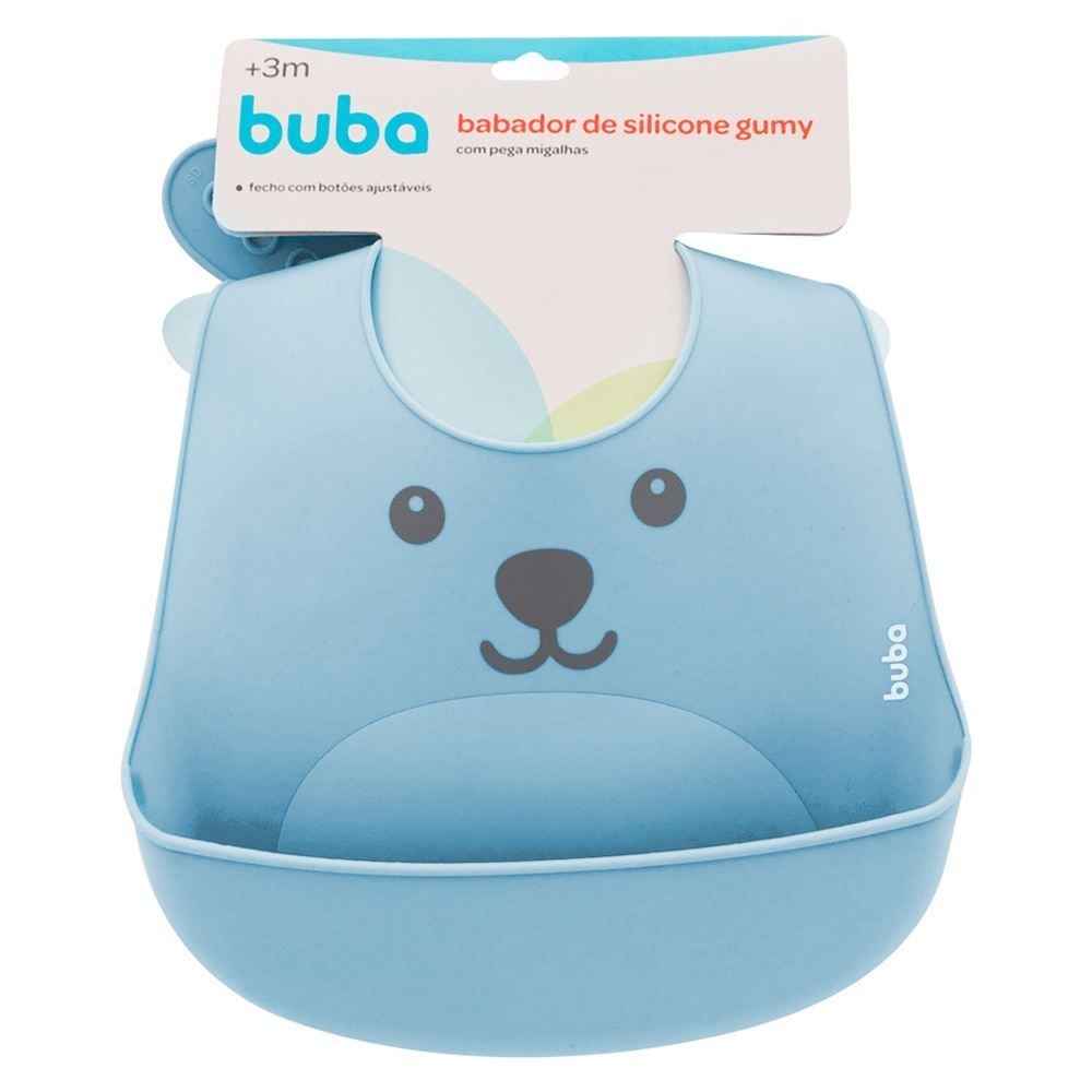 Babador De Silicone Com Pega Migalhas Gumy - Azul