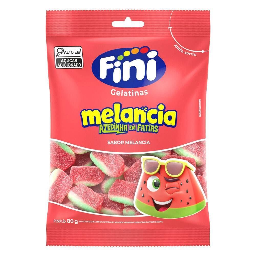 Bala de Gelatina Melancia Azedinha em Fatias Fini - 80g