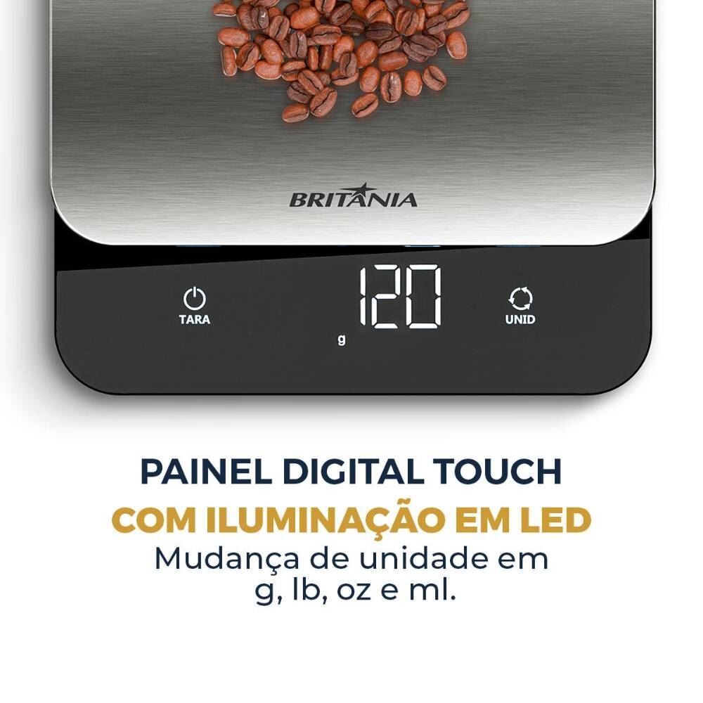 Balança Eletrônica Britânia até 5Kg Painel Led Touch Bbl01a