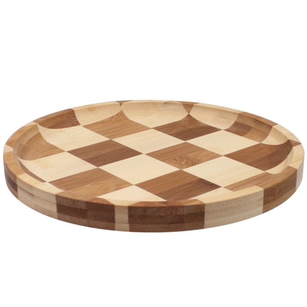 Bandeja Bambu Redonda Havan Casa 24Cm - Xadrez