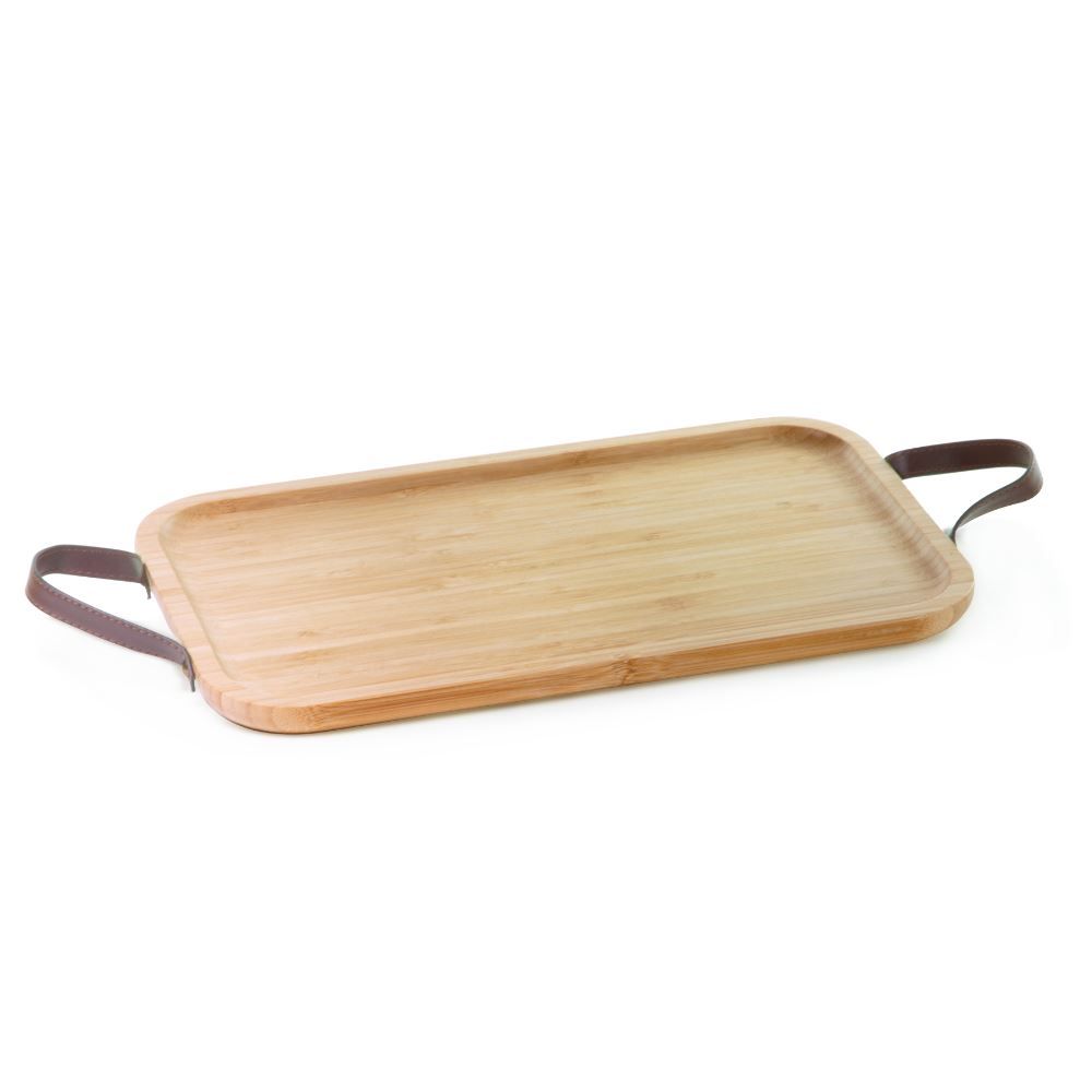 Bandeja Com Alça De Couro Ecokitchen 46Cm - Mimo Style