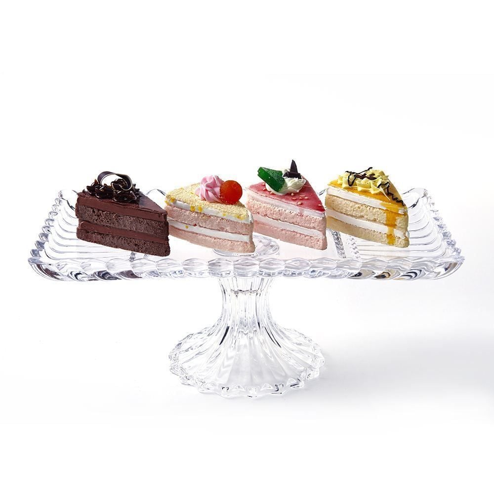Bandeja Com Pé De Cristal Geneva Wolff 30Cm - Transparente