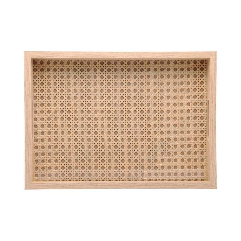 Bandeja De Mdf Com Fundo Treliça Lyor 35 Cm - Bege