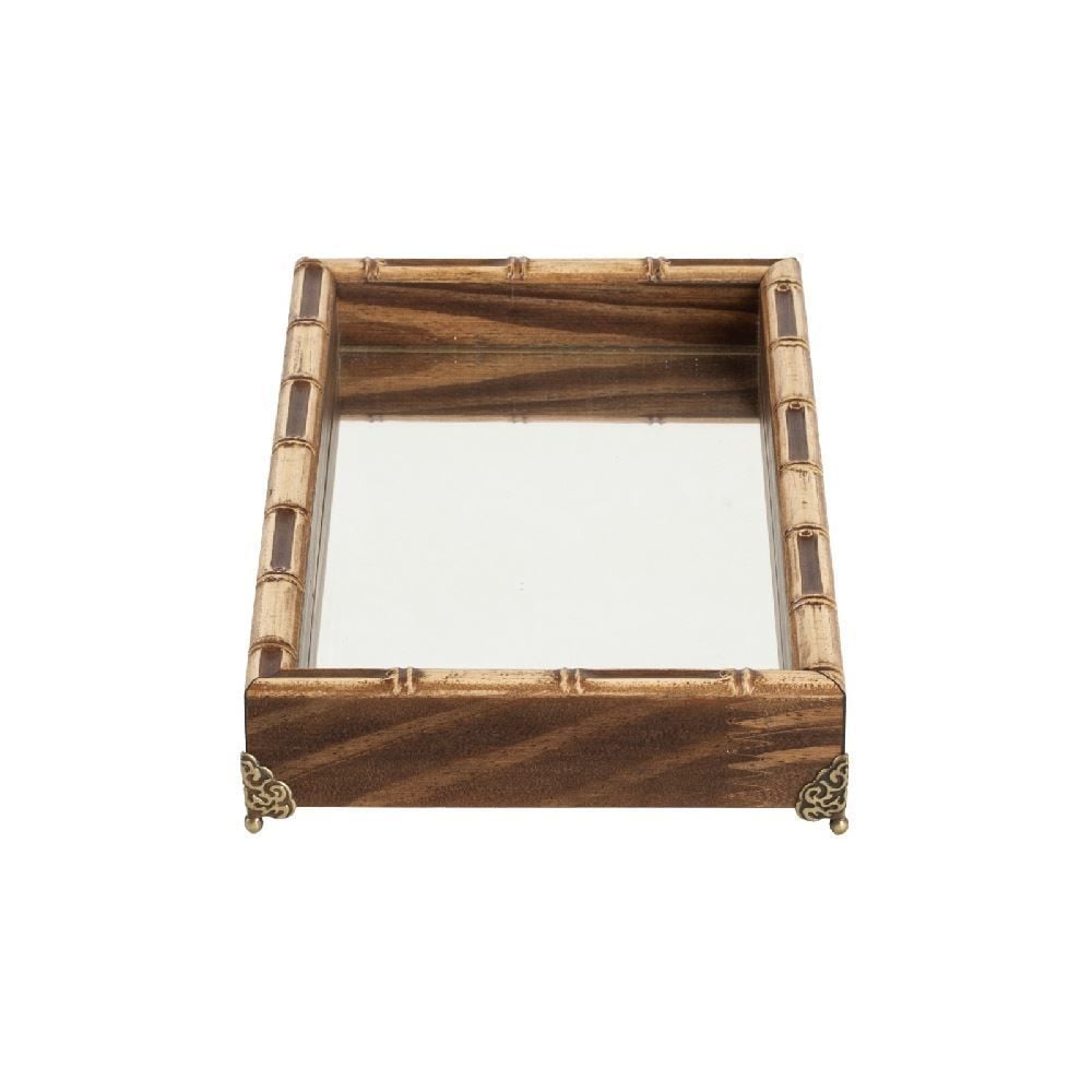Bandeja Decorativa Espelhada Com Pé Bw Quadros 31 Cm - Bambu