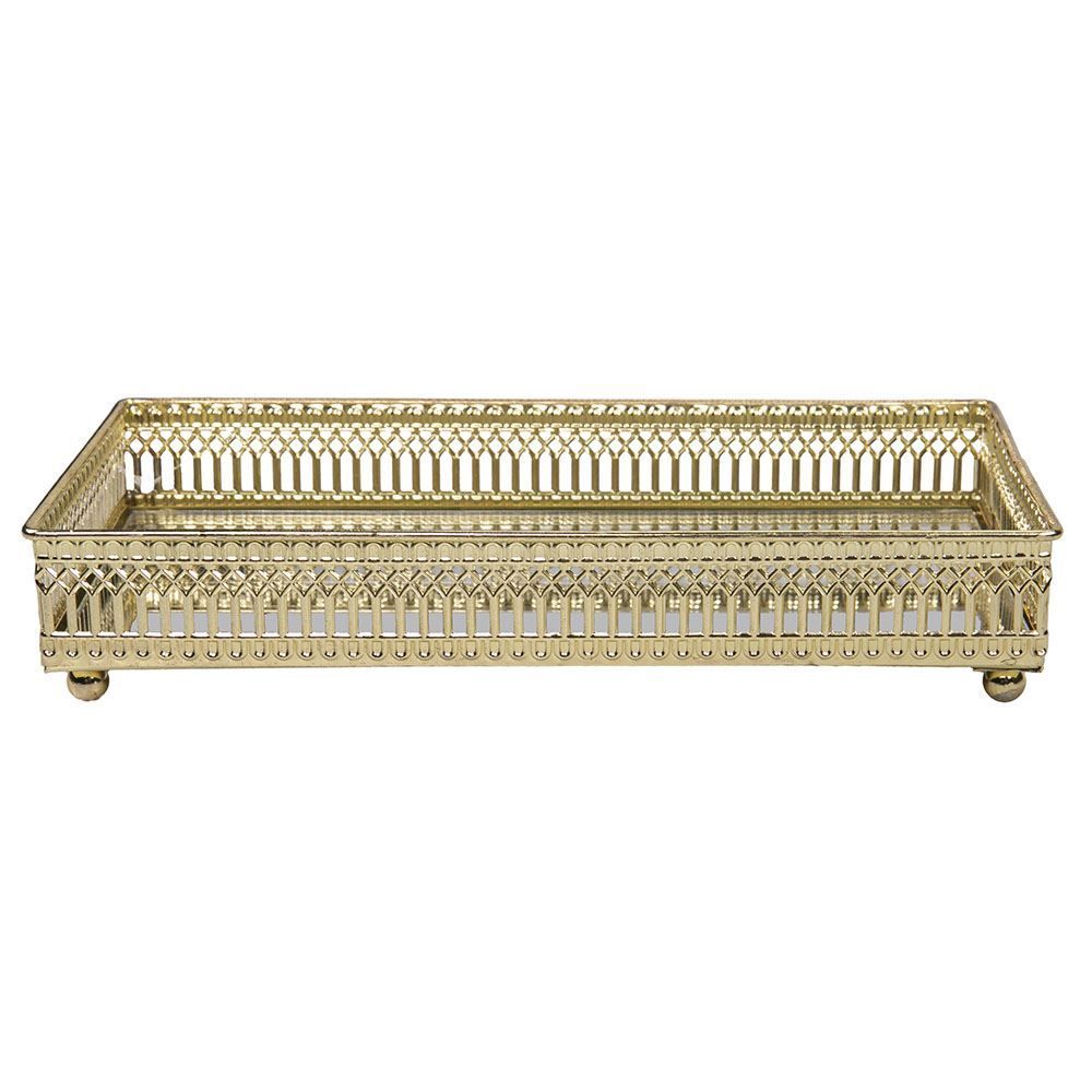 Bandeja Decorativa Espelhada Mart 23,5X12,5X4,5Cm - Dourado