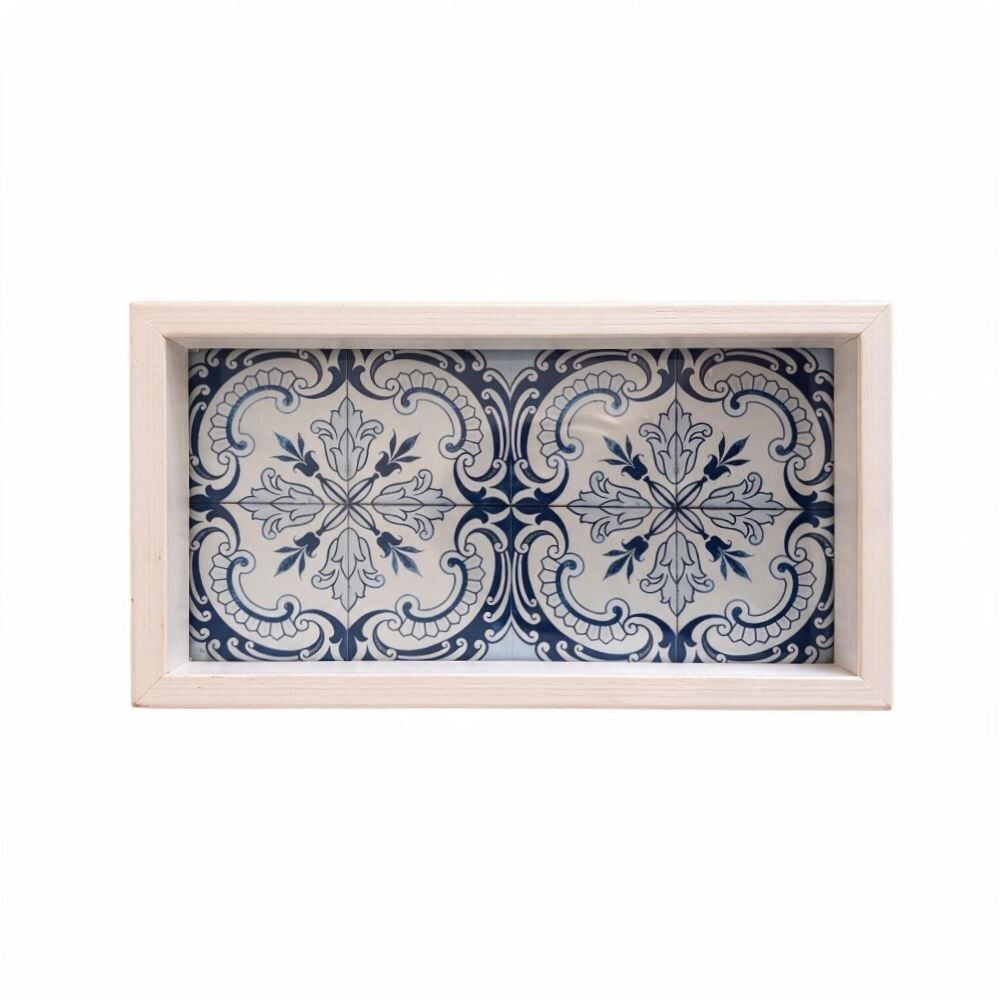Bandeja Retangular Decorativa Bw Quadros 12X24cm - Azulejo Português