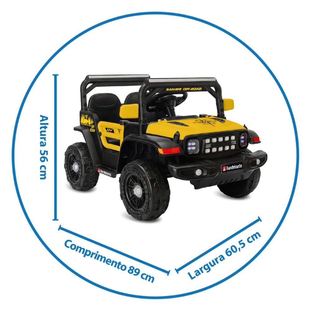 Quadriciclo Carro Banjipe Off-Road Elétrico 12V Amarelo Brinquedos Bandeirante