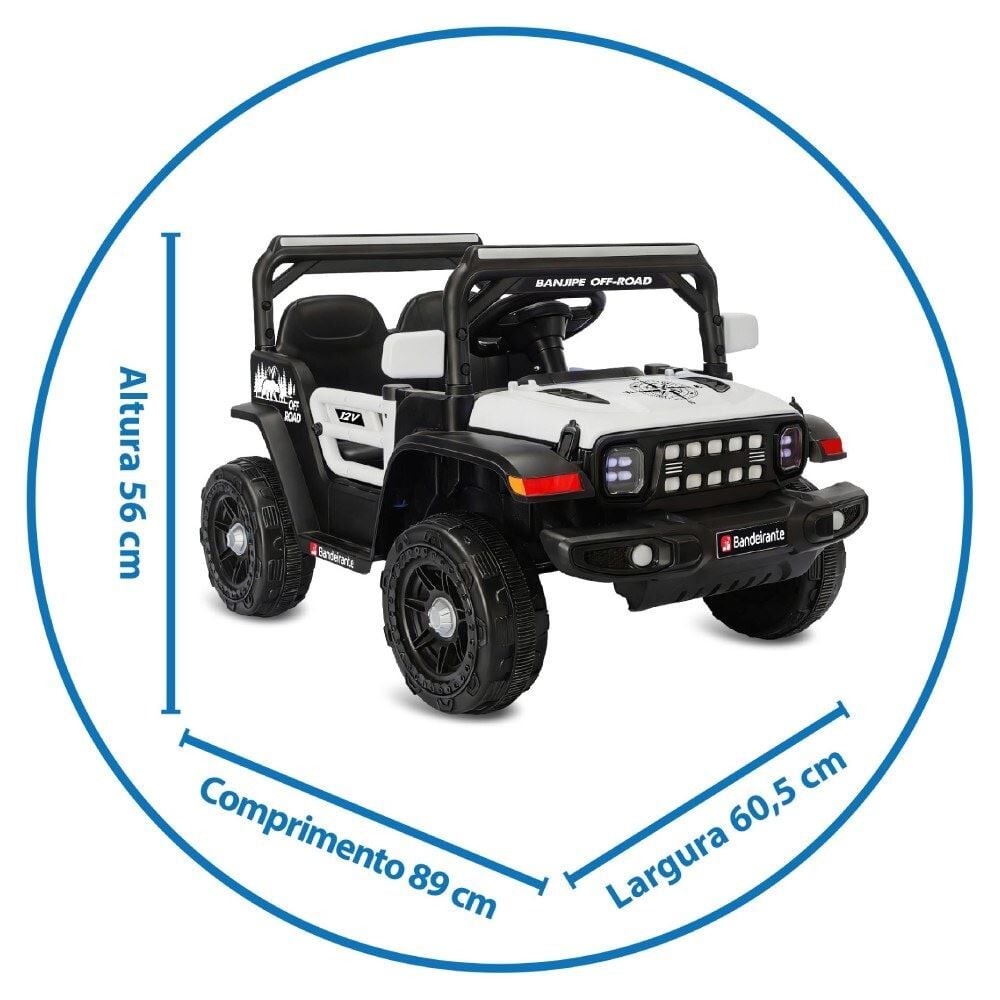 Carro Quadriciclo Banjipe Off-Road Elétrico 12V Branco Brinquedos Bandeirante